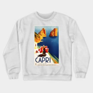 CAPRI Island in the Sun NAPLES ITALY Travel Poster Vintage Art Deco Crewneck Sweatshirt